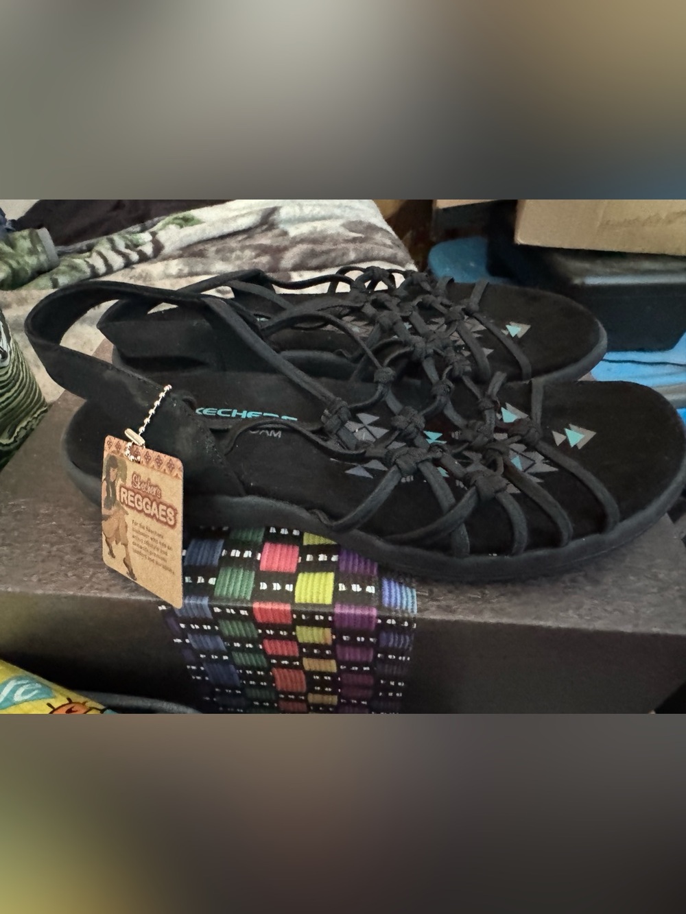 Skechers Women's Black Strappy Knotted Sandal